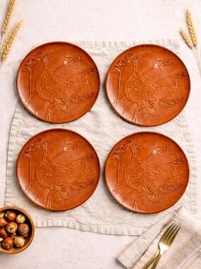 Threshold Embossed Dinner Plates in Terracotta Orange